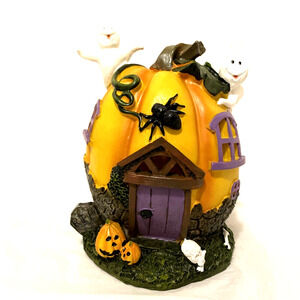 Halloween Jack Lantern Pumpkin & Ghosts LED Resin Statue Decoration, Fall Garden